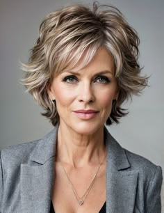 Unlock the secret to stunning silver hair with our fashion-forward guide for women over 50. Explore the sophistication of pixie cuts enhanced with textured layers, perfect for highlighting the natural beauty of grey hair. Discover how to maintain the shine and health of your locks with our professional advice. Embrace this symbol of wisdom and grace. Short Hair Short Neck, Short Wavy Grey Hair Over 50, Hairstyles For Women Over 60 Fine Wavy Hair, Hair Style For Women Over 60 With Thick Hair, Bangs Or No Bangs Over 50, For Women Over 60 Casual Shirts & Tops, Short Layered Bob Haircuts, Rocker Hair