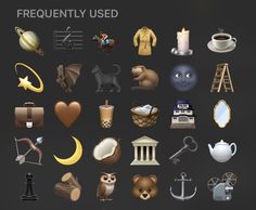 a bunch of different types of items on a black background with the words frequently used