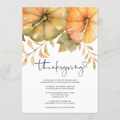 a thanksgiving party card with watercolor flowers