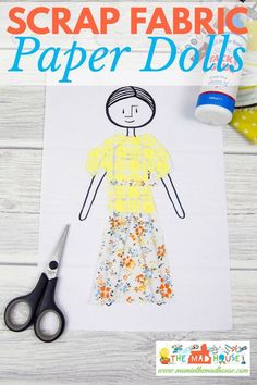 the paper doll is cut out and ready to be made into a craft project with scissors