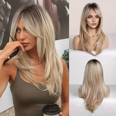 Faster shipping. Better service Long Straight Layered Hair, Long Straight Layers, Straight Layered Hair, Natural Wigs, Brown Blonde Hair, Brown Blonde, Brown To Blonde, Long Straight Hair, Blonde Ombre