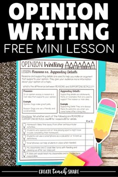 an opinion writing lesson with the words opinion written on it