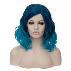 PRICES MAY VARY. Length: 14" Weight: 0.33 Pound, about 200 g. Density: 130%, thick wig. Perfect for Halloween, cosplay, theme parties, costume party, or just for fun. If you are a individual women or girl, can wear it as daily wig. Material: Top Quality Heat Resistant Imported Synthetic :Super Soft,Skin Friendly, Healthy and Natural Looking Wig Net: Classic Hand Woen Rose Net breathable and comfortable Function:Great for theme party, cosplay wig ,costume wig or any other occasion Care method: Co Blue Ombre Wig, Short Bob Wavy, Women's Cosplay, Bob Wavy, Short Ombre, Purple Wig, Anime Wigs, Fashion Wigs, Halloween Wigs