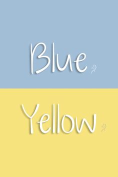 the words blue and yellow are in two different colors, with one being light blue