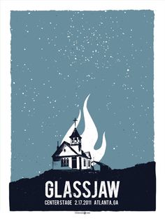 the poster for glassjaw's concert in atlanta, ga is shown against a night sky with stars