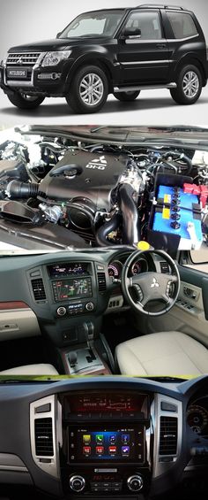 the interior and dashboard of a vehicle with many different types of cars on display in it