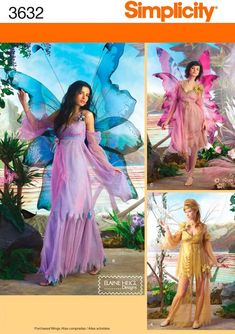 a woman in a fairy costume is posing for the cover of a magazine, which features photos