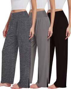 PRICES MAY VARY. CASUAL PANTS FOR WOMEN US SIZE: S(4-6), M(8-10), L(12-14), XL(16-18),XXL(20-22)。 EXTREMELY FLEXIBLE MATERIAL: Much more cozy and skin friendly fabric then you ever wore. Women's Yoga Pants-through fabric, wide leg yoga pants are made of 90% polyester and 10% spandex that redefine your comfort zone. FEATURES: High Waist Flowy Pants for Female, with Two Deep Pockets, Side Slit Chic & Tie Knotted Cuff Design, Wide Leg Pants for Women, Oversized Sweat Pants, Women's Pregnant Yoga Pa Pregnant Yoga, Yoga Sweatpants, Casual Pants For Women, Wide Leg Yoga Pants, Leg Yoga, Cuff Design, Comfy Lounge, Pants High Waisted, Cotton Sweatpants