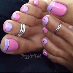 Colorful french tip perfect for summer #nails #french #summer Toenail Art Designs, Simple Toe Nails, French Pedicure, Pretty Toe Nails, Summer Toe Nails, Cute Toe Nails, Silver Nail, Pedicure Designs, Purple Nail