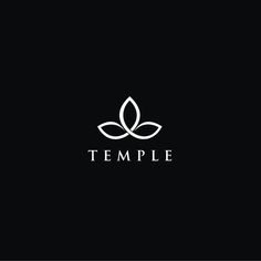 a black and white logo with the word temple written in bold font on it's left side