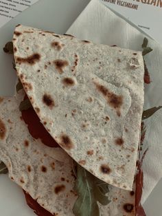 three tortillas are stacked on top of each other