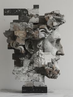 a sculpture made out of different pieces of art