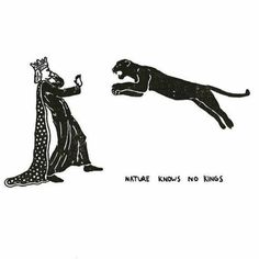 a black and white drawing of a man with a cat on his back, next to a dog that is jumping up into the air