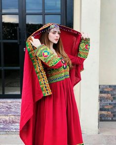 Afghan Dresses Aesthetic, Afghani Frock Design, Red Afghan Dress, Red Afghani Dress, Afghan Dresses 2022, Asian Wedding Dress Pakistani, Girls Designer Dresses, Asian Wedding Dress, Cute Ear Piercings