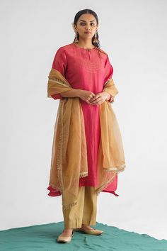 Shop for these amazing collections of Pink Kurta And Pant Cotton Embroidery Thread Keyhole Gulab Set For Women by Mushio online at Aza Fashions. Festive Chanderi Sets With Gold Embroidery, Eid Chanderi Sets With Gold Embroidery, Diwali Chanderi Sets With Gold Embroidery, Festive Straight Kurta Salwar Kameez With Gold Embroidery, Chanderi Salwar Kameez With Gold Embroidery, Festive Straight Kurta Set With Gold Embroidery, Anarkali Sets In Chanderi With Gold Embroidery, Anarkali Sets With Gold Embroidery In Chanderi, Festive Raw Silk Dupatta With Gold Embroidery