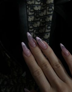 Sade Nails Aesthetic, Neutral Almond Nails Classy, Stiletto French Tips, French Nails Manicure, French Stiletto, Silhouette Nails, Classy Acrylic Nails, Nails Manicure