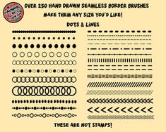 a set of hand drawn doodle brushes with dots and lines