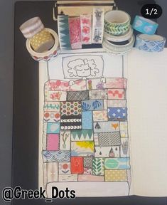 an art project with washi tapes and tape dispensers