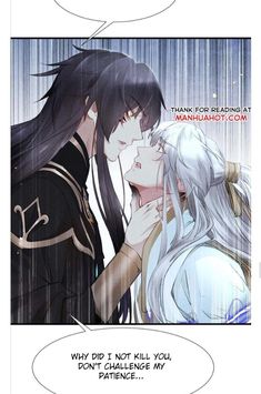 two anime characters kissing each other with the caption that reads, thank for reading at manuaahot com