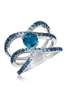 Le Vian® 2.1 ct. t.w. Blue Topaz and Ombré Sapphire Ring in 14K White Gold | belk Ombre Rings, Redesign Ideas, Levian Jewelry, Mermaid Ring, Crossover Ring, Jewelry Advice, Le Vian, Blue Topaz Stone, Royal Jewels