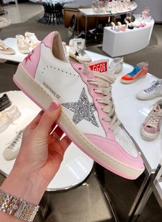 Golden Goose, Golden Goose Sneakers, Best Seller Pink Golden Goose, Golden Goose Running Sole, Preppy Shoes, Goose Sneakers, Shoes Outfit Fashion, Goose Shoes, Spring Sneakers, Golden Goose Sneakers, Shoes Outfit