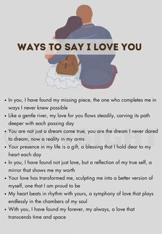 a poem that says, ways to say i love you in english and spanish with an image of two people hugging each other