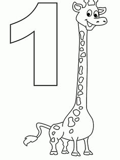 the number one is for a giraffe coloring page