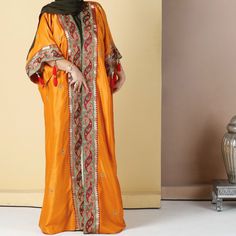 Orange queen abaya #abaya #bisht Kaftan Abaya, Moroccan Kaftan, Modest Wear