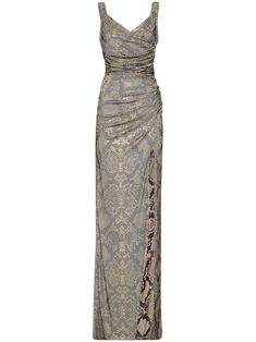 archive beige/multicolour snake print rhinestone embellishment gathered detailing draped design silver-tone logo plaque V-neck rear zip fastening thin shoulder straps sleeveless fitted waistline side slit floor-length straight hem Dress Png, Snake Dress, Maxi Dres, Embellished Maxi Dress, Designer Drapes, Rhinestone Embellishments, City Dress, Philipp Plein, Design Silver