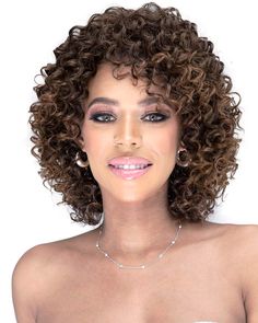 Curl Pop SeriesIncredibly natural curls on an ultra-hygienic cap➤ MEDIFRESH Safe & Clean Cap | Briona | Synthetic Wig by Bobbi Boss in 3T44A, Synthetic Hair, Medium Women's Wigs | Best Wig Outlet Bobbi Boss Wigs, Wig Braids, Short Curly Hairstyles For Women, Permed Hair, Wig Outlet, Ponytail Hair Piece, Best Wig Outlet, Curly Haircuts, Monofilament Wigs