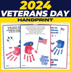 the veterans day handprint is on display