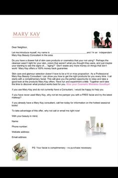 Mary Kay Neighborhood Letter www.marykay.com/norquissanabria Mary Kay Text Party Script, Appreciation Letter, Posting Ideas, Side Braid Hairstyles, Mary Kay Cosmetics