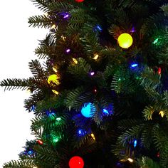 a christmas tree with multicolored lights on it