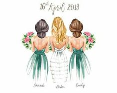 three women in dresses with flowers on their backs, and the words happy mother's day