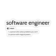 the words software engineer are in black and white