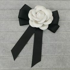 Flower Women, Cloth Art, Camellia Flower, Bow Collar, Art Accessories, Ribbon Bow, Ribbon Bows, Necktie, Brooches