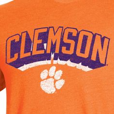 NCAA Clemson Tigers Men's Biblend T-Shirt - XL Collegiate T-shirt For College Events With Team Name, Collegiate T-shirt With University Logo For College Events, Fan Apparel T-shirt With Team Name For College Events, Collegiate Pre-shrunk T-shirt For College Events, Crew Neck T-shirt For College Events With Fan Apparel, Sporty Short Sleeve T-shirt For College Events, Fan Apparel Short Sleeve T-shirt For College Events, Clemson Tigers, Hem Style