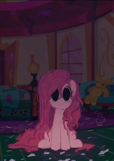 a pink pony sitting on top of a rug