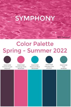 the color palette for spring - summer 2012 is shown in pink, blue and green