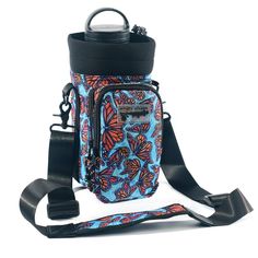 Majestic Monarchs flutter and float in this striking collaboration with Florida artist Samm Wehman! Great for taking to the gym, a hike or around town! This versatile water bottle carrier comfortably fits a 4-inch diameter water bottle. You can store your phone, keys and other small items in the two front zip pockets. It includes a clip on adjustable strap with matching shoulder pad. Clip off the strap and use the back slots to slide your own belt buckle or bag strap through for a waist wearable Magic Water, Florida Artist, Water Bottle Carrier, Bottle Carrier, Water Bottle Holders, Unique Bags, Waist Bags, Hip Bag, Custom Pet Portraits