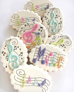 decorated cookies with music notes on them