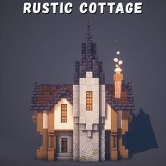 an image of a house made out of lego blocks with the words rustic cottage above it