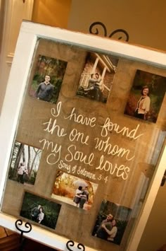 a frame with some pictures on it and the words, i have found the one whom my soul loves