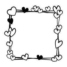 a black and white frame with hearts on it