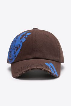 VIBRA Graphic Distressed Adjustable Baseball Cap - Hats - FITGGINS Cool Cap Design, Baseball Cap Design Ideas, Baseball Cap Pattern, Caps Design, Distressed Cap, Distressed Baseball Cap, Blue Zones, Cap Patterns, Cap Design