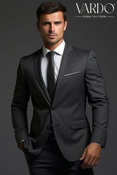 Dark Suits For Men Wedding, Dark Grey Suit Men, Two Piece Suit For Men, Dark Grey Suit, Suit Double Breasted, Formal Attire For Men, Dark Gray Suit, Grey Two Piece, Dress Suits For Men