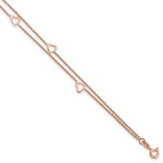 Rose Gold Plated Sterling Silver 10&quot; Heart Anklet Bracelet Gift Box, Heart Anklet, The Middle Ages, Ankle Bracelet, Sterling Silver Heart, Ankle Bracelets, Middle Ages, Silver Roses, Gold Plated Sterling Silver