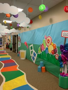 Music Vbs Decorations, Candy Dance Theme, Candy Land School Hallway, Candyland School Hallway, Candyland Hallway Decorations, Candy Land Theme Decorations, Candyland Hallway, Candy Land Vbs, Candy Land Theme Classroom