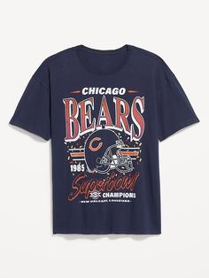 NFL™ Chicago Bears™ T-Shirt | Old Navy Chicago Bears Tshirt, Football State Championship Shirts, Fan Gear Graphic Print Short Sleeve T-shirt, Vintage Sports Tshirt, Graphic Print T-shirt For Fan Gear With Relaxed Fit, Graphic Print T-shirt For Fan Gear In Relaxed Fit, Retro Graphic Print T-shirt For Football Season, Sports Fan T-shirt With Graphic Print And Crew Neck, Casual Football Season Graphic T-shirt