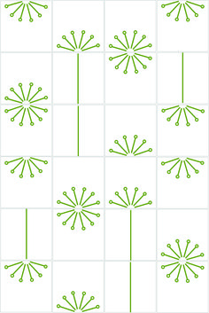 four squares with green lines in the middle and three dots on each side, all connected together